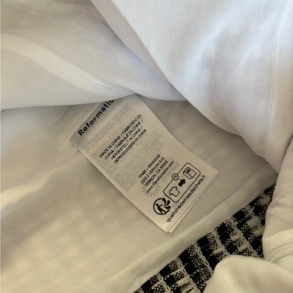 NEW Reformation Hattie Linen Top in Black and White Remy Check | size US 0 - Picture 12 of 13